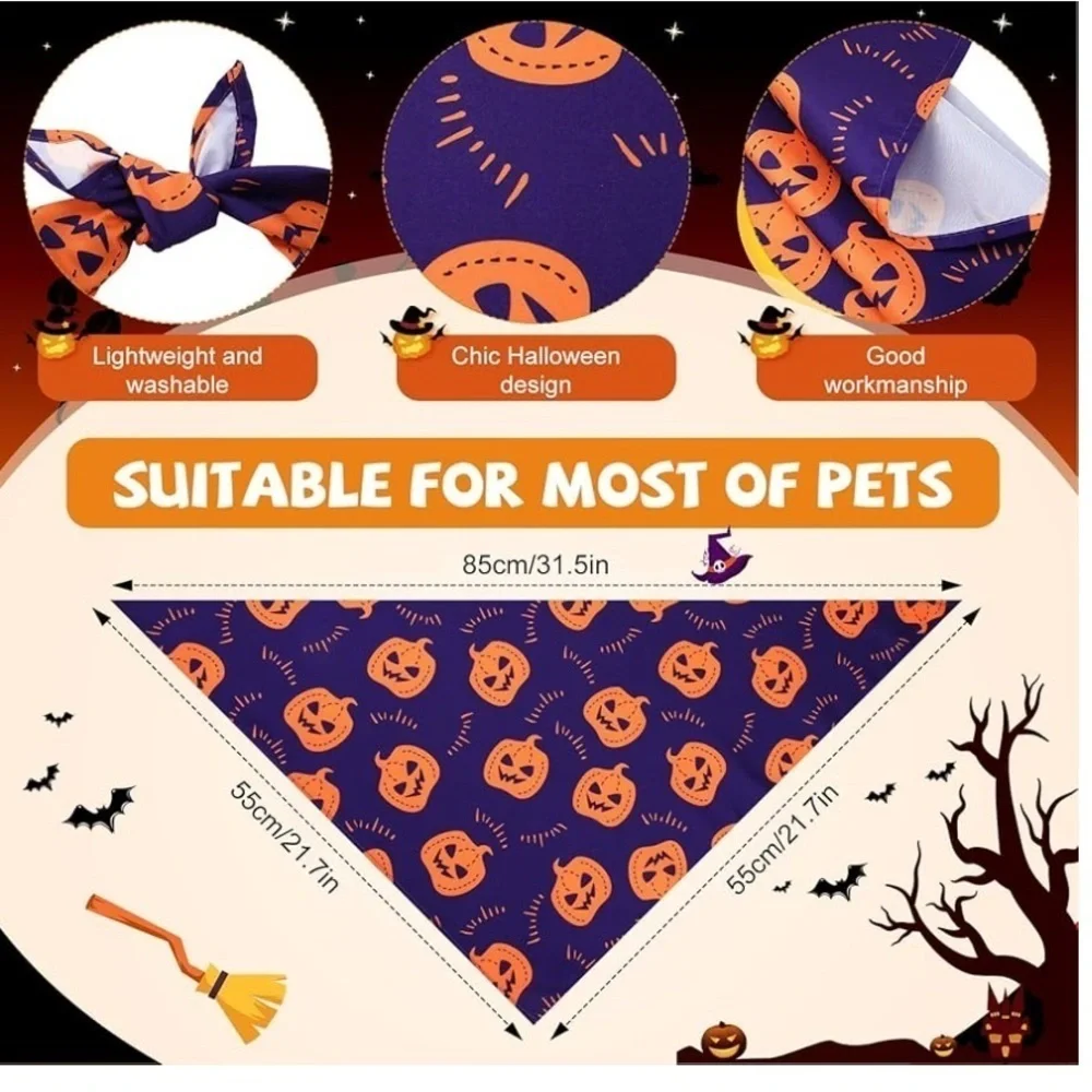SANWUTA Halloween Dog triangle Bandanas set of 10 Halloween print size XL